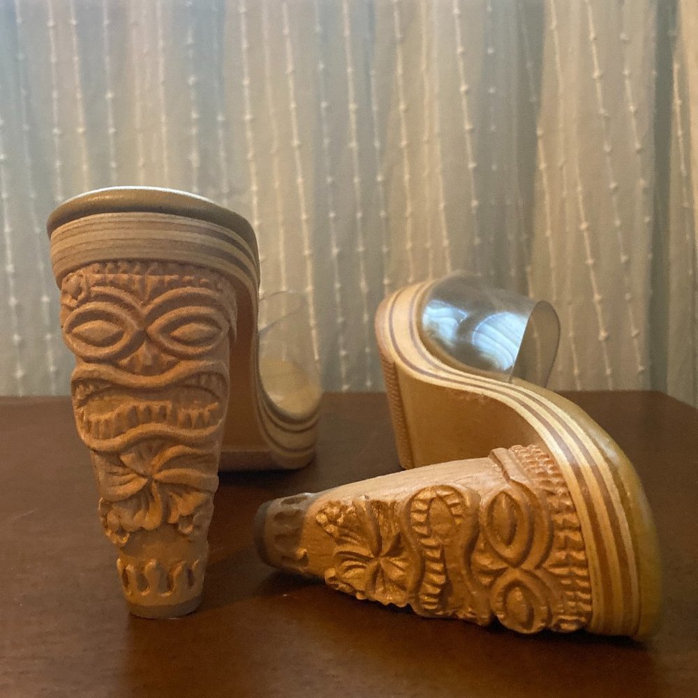 Pin Up Couture Wooden Tiki Heels